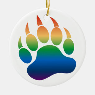 Schwule Bärentatzen-Verlaufs-Regenbogen-Ornament Keramik Ornament
