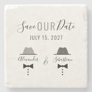 Schwule Hochzeit Save The Date Einladung Steinuntersetzer
