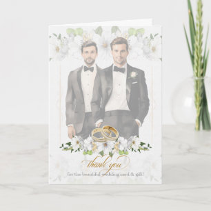 Schwule Hochzeit Zwei Bräutigams Vintage Blank Dankeskarte