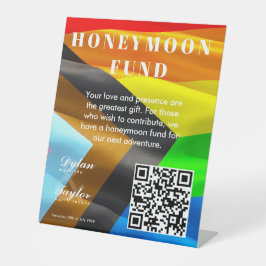 Schwule Hochzeits-Pride-Flagge Flitterwochen-Fonds Sockelschild