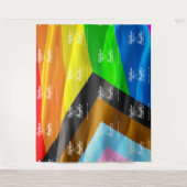 Schwule Hochzeits-Step-and-Repeat-Pride-Flagge Hin Wandteppich (Vorderseite)