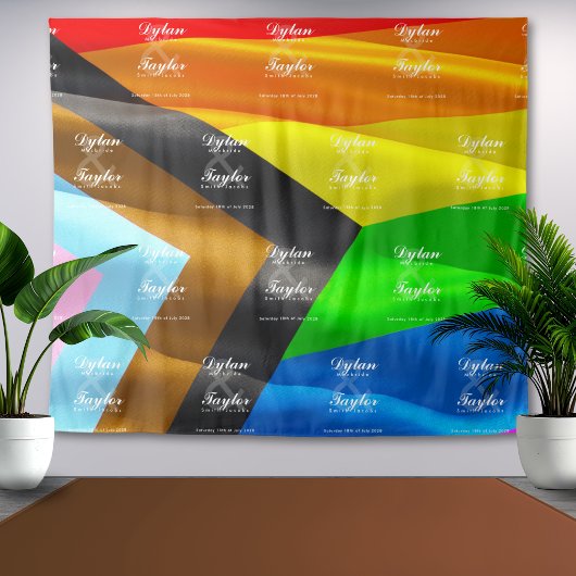 Schwule Hochzeits-Step-and-Repeat-Pride-Flagge Hin Wandteppich