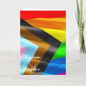 Schwule Hochzeitsfoto-Stolzflagge-Typografie gefal Programm (Rückseite)