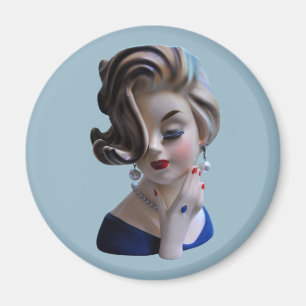 Schwüle Lady Diva mit Maniküre-Kopfvase Magnet
