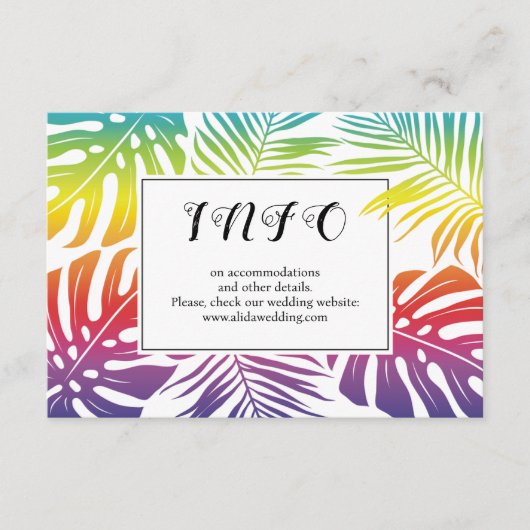 Schwule, lesbische Hochzeitshilfetropische Blätter Begleitkarte (Vorderseite)