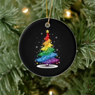 Schwule LGBT Pride Regenbogen-Weihnachtsbaum Frohe Keramik Ornament