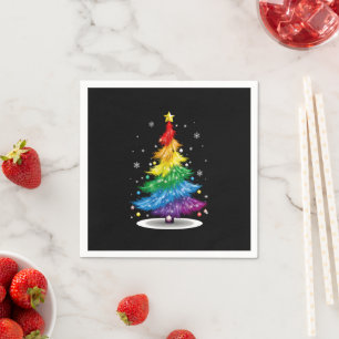 Schwule LGBT Pride Regenbogen-Weihnachtsbaum Frohe Serviette