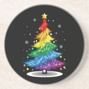 Schwule LGBT-Stolz-Regenbogen-Weihnachtsbaum Frohe Getränkeuntersetzer