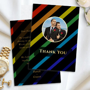 Schwule Männer Hochzeit Eleganter Regenbogen Danke Folien Feiertagskarte