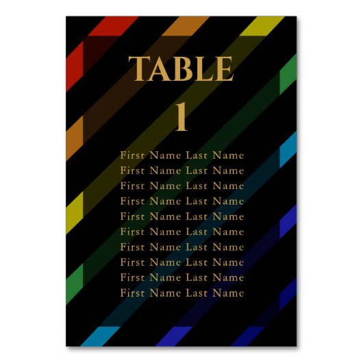Schwule Männer Hochzeit Eleganter Regenbogen Name Tischnummer (Vorderseite)