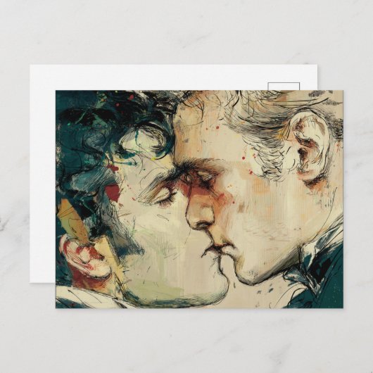 Schwule Männer küssen einander die Schönheit der L Postkarte (Vorne/Hinten)