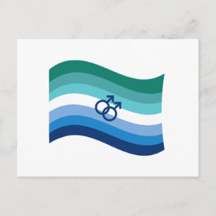 Schwule männliche Liebe Stolz Azure Wavy Flagge Postkarte