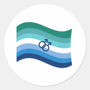 Schwule männliche Liebe Stolz Azure Wavy Flagge Runder Aufkleber