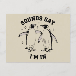 Schwule Pinguin-Sounds Gay, ich bin in Vintage Que Postkarte