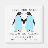 Schwule, Pinguine halten Save the Date Hände Magnet (Vorne)