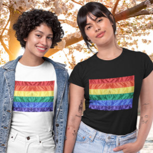 Schwule Pride Classic Faux Seide Regenbogenflagge T-Shirt