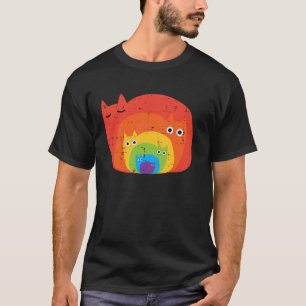 Schwule Regenbogenkatzen in Katzen LGBT-Flagge Pri T-Shirt