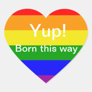 Schwulen Stolz Born this way Regenbogenflagge Herz-Aufkleber