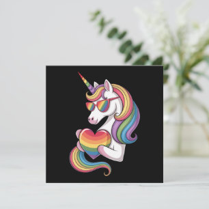 Schwulen-Stolz-Einhorn-Herz-Regenbogen-Flagge LGBT Einladung