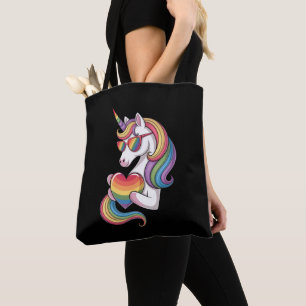 Schwulen-Stolz-Einhorn-Herz-Regenbogen-Flagge LGBT Tasche