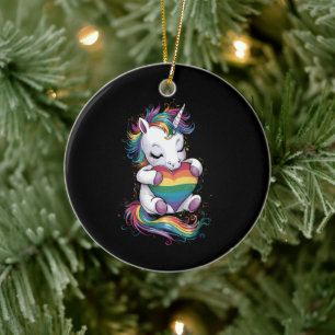 Schwulen Stolz Einhorn Herz Regenbogenflagge Lgbt  Keramik Ornament
