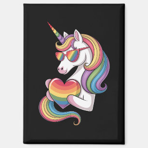 Schwulen-Stolz-Einhorn-Herz-Regenbogenflagge LGBT Magnet