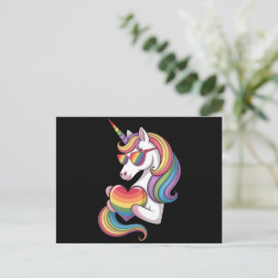 Schwulen-Stolz-Einhorn-Herz-Regenbogenflagge LGBT  Postkarte