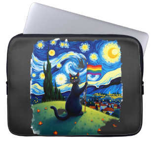 Schwulen Stolz Katzen Kunst Katze Sternennacht Sti Laptopschutzhülle
