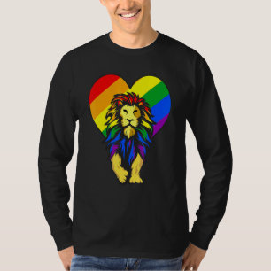 Schwulen Stolz Löwe Lgbt Q Cooles Tier Regenbogenf T-Shirt