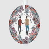 Schwulenpaar-Kaukasier-Amerikaner-Heiliger Ornament (Vorderseite)