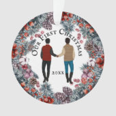 Schwulenpaar-Kaukasier-Amerikaner-Heiliger Ornament (Vorderseite)
