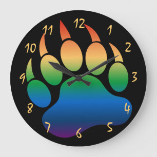Schwuler Bär Tatze Gorgeous und Dramatisch schwarz Große Wanduhr