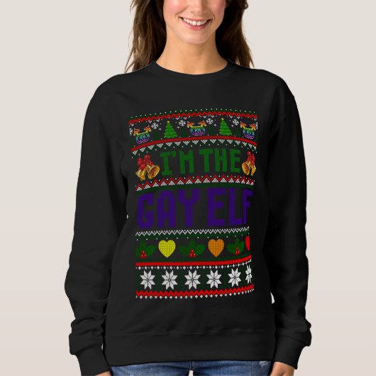 Schwuler Elf Regenbogenflagge Schwuler Stolz Schw Sweatshirt (Vorderseite)