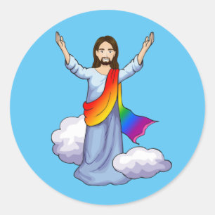 SCHWULER JESUS T-Shirt Runder Aufkleber