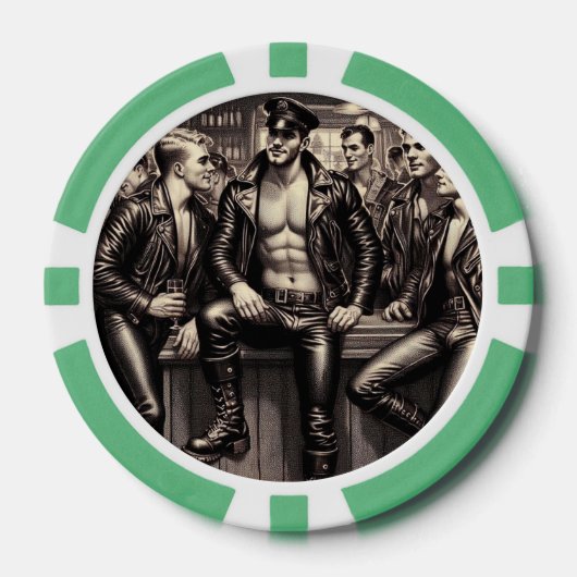 Schwuler Leder-Daddy 1940er Biker Poker Chips – Do (Vorderseite)