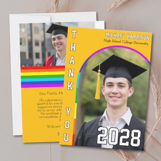 Schwuler Studenten Stolz Regenbogen Gelb Danke