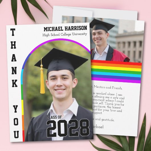 Schwuler Studenten Stolz Regenbogen Weiß Danke
