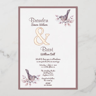 Schwules Dusty Burgund und Roségold-Ampersand Folieneinladung