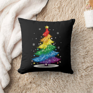 Schwules LGBT Pride Regenbogen-Weihnachtsbaum Froh Kissen