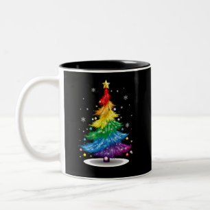 Schwules LGBT Pride Regenbogen-Weihnachtsbaum Froh Zweifarbige Tasse