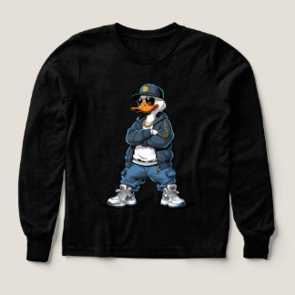 Schwung-Cartoon-Ente mit Goldketten und Hoodie