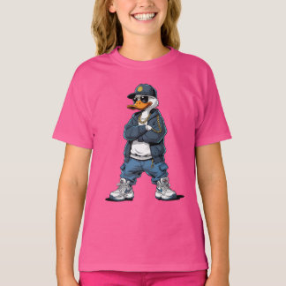Schwung-Cartoon-Ente mit Goldketten und Hoodie T-Shirt