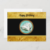 Schwung in türkisfarbenem Wasser mit goldfarbenem  Postkarte (Vorne/Hinten)