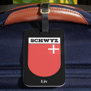Schwyz, Schweiz   Wappenkleidung der Schweizer Kan Gepäckanhänger