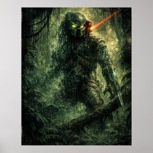 Sci-Fi-Alien-Jäger-Dschungelkrieger Poster