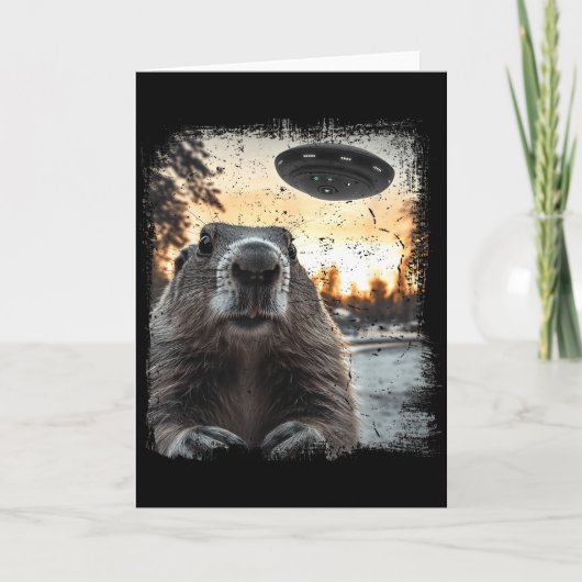 Sci-fi Aliens Landing Weird Ufo Groundhog  Karte (Vorderseite)