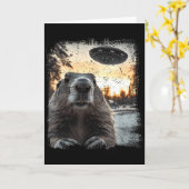 Sci-fi Aliens Landing Weird Ufo Groundhog  Karte (Gelbe Blume)