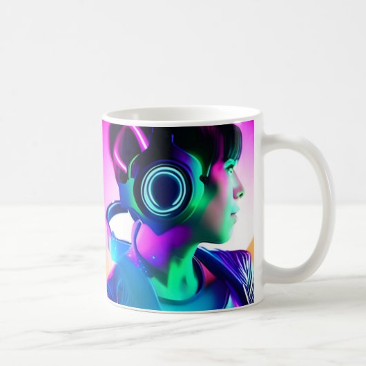 Sci-Fi Anime Cyberpunk Gamer Girl - Kaffee-Tasse Kaffeetasse (Rechts)