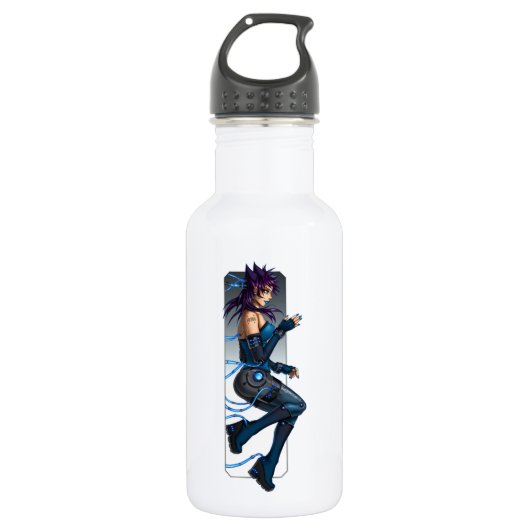 Sci-Fi Anime Girl Edelstahlflasche (Vorderseite)