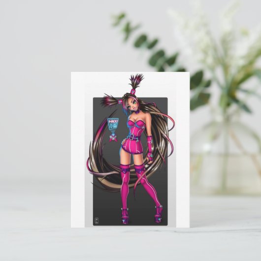Sci Fi Anime Girl Nikki Postkarte (Stehend Vorderseite)